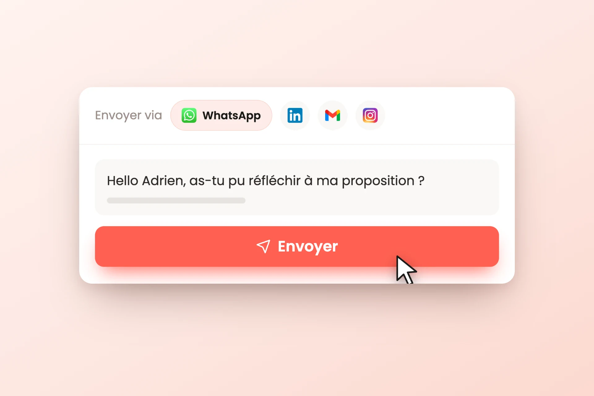Envoi d'un message WhatsApp depuis la fiche contact Yuply