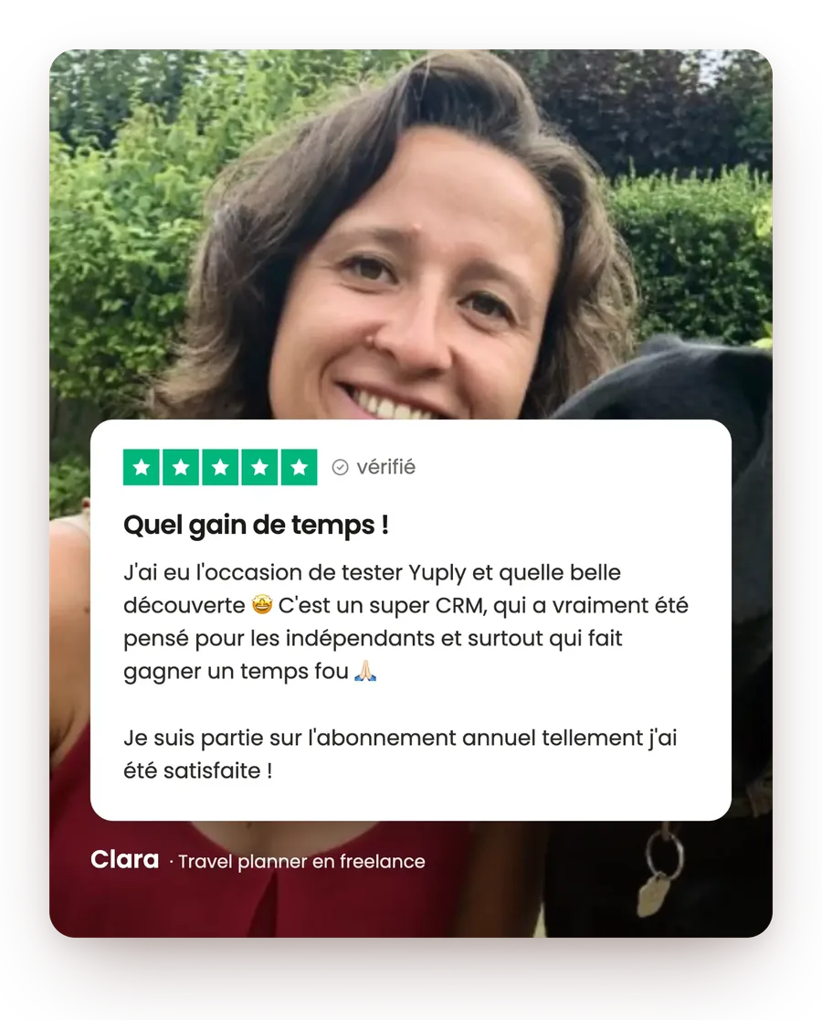 Témoignage de Clara, travel planner en freelance, sur Yuply