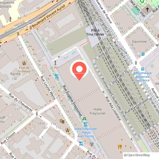 Plan d'accès à Station F, 5 Parvis Alan Turing, 75013 Paris