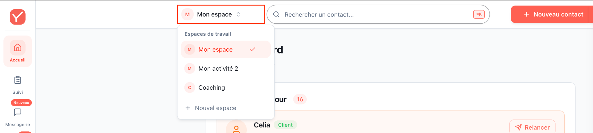 Sélectionner l'espace de travail à supprimer