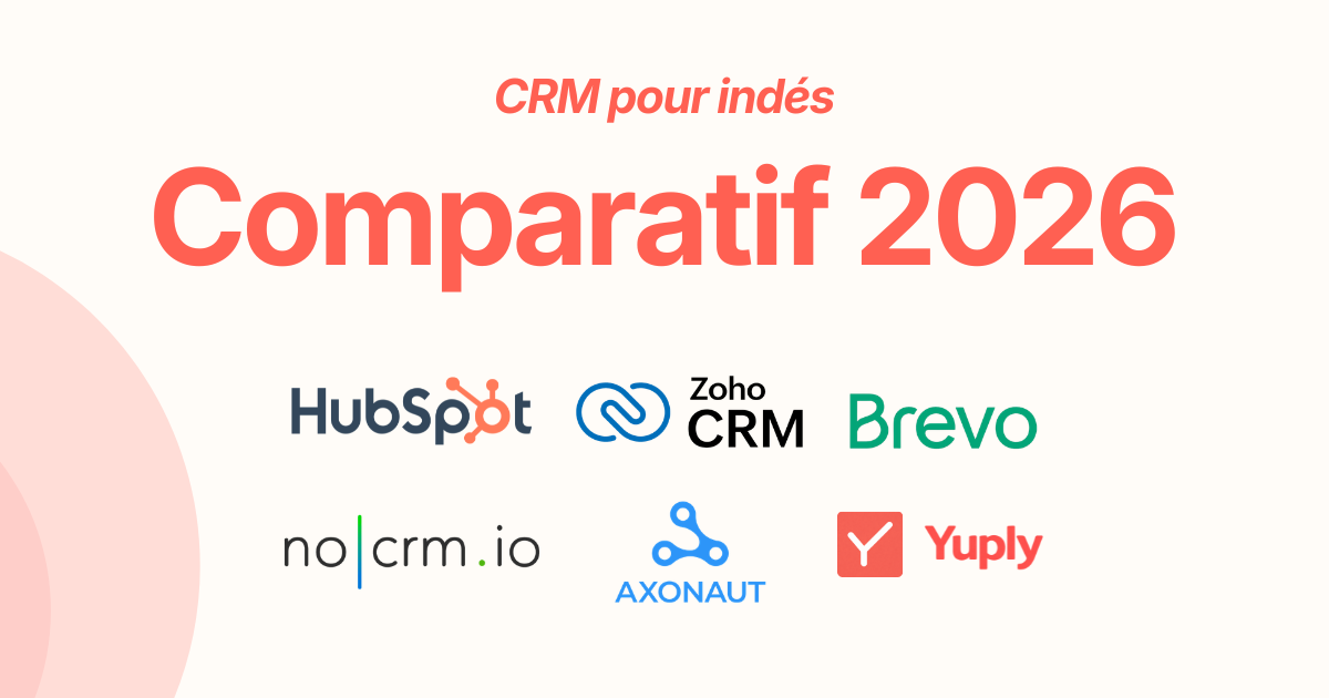 Comparatif 2026 des logiciels CRM gratuits pour indépendants : HubSpot, Zoho CRM, Brevo, noCRM.io, Axonaut et Yuply